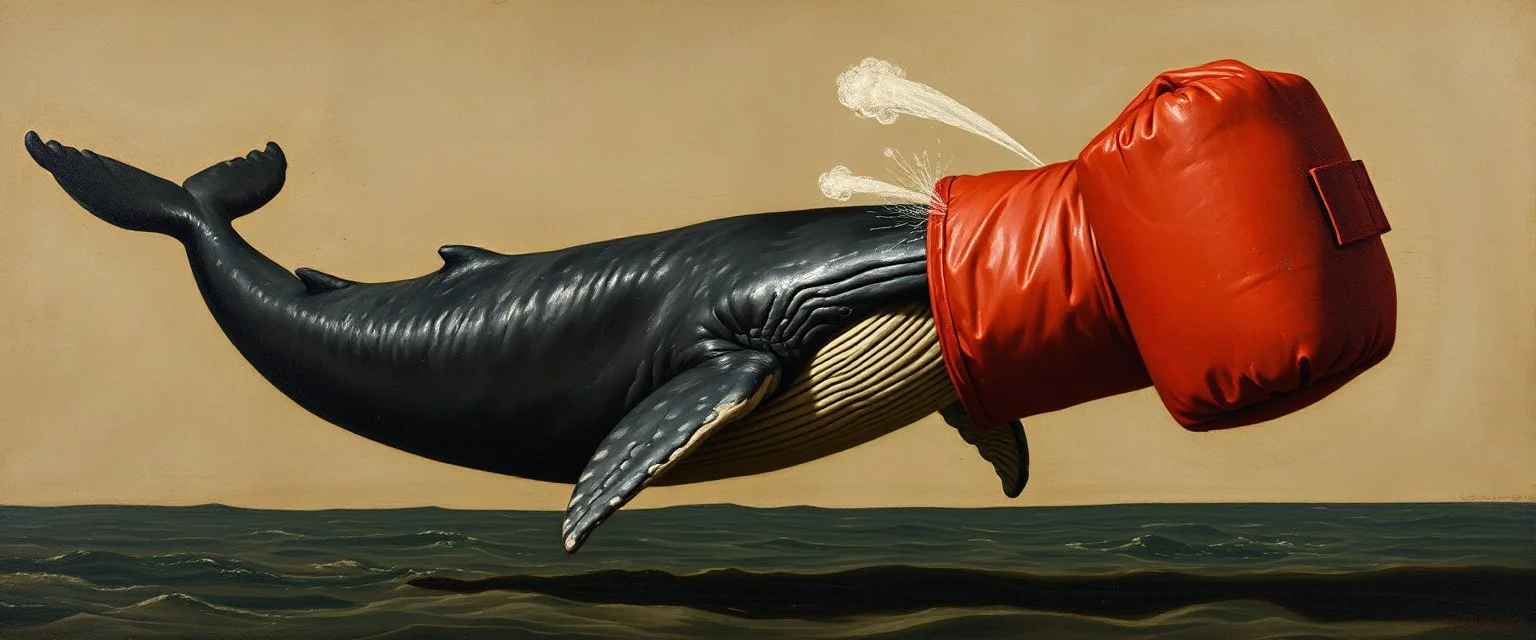 whale as punching bag, painted by Rembrandt
