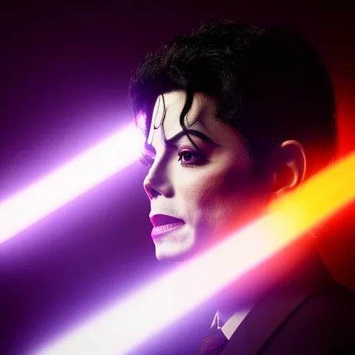 Michael Jackson,purple light effect, closed eyes, rtx, reflection, 8k, glow, winning photography, caustics