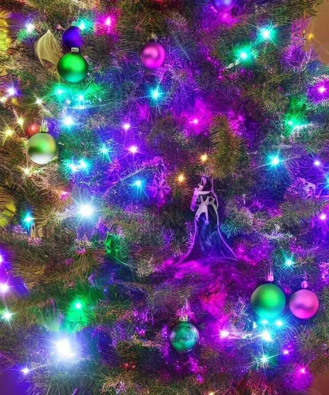 christmas tree In the astral plane blue purple