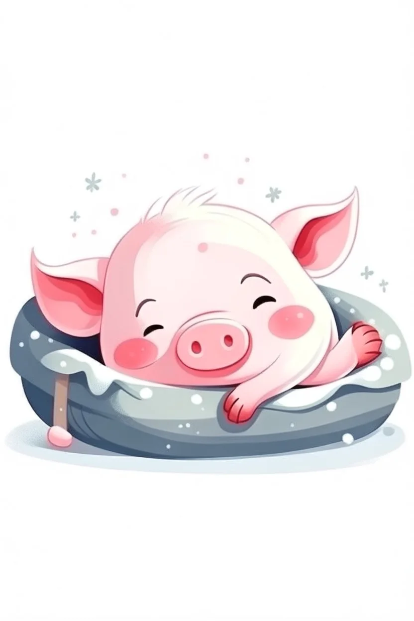 north pole pig sleep with smile face