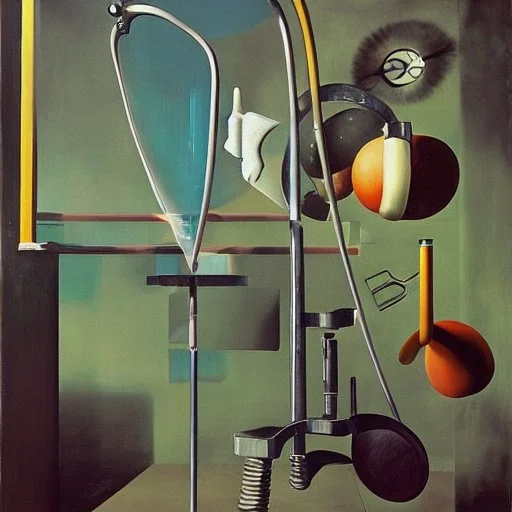 a Soap Bubble including unverse-like complex surgical instruments mixed with musical instruments,Painting By Adrian Ghenie, Rene Magritte, Salvador Dali, Lucian Freud