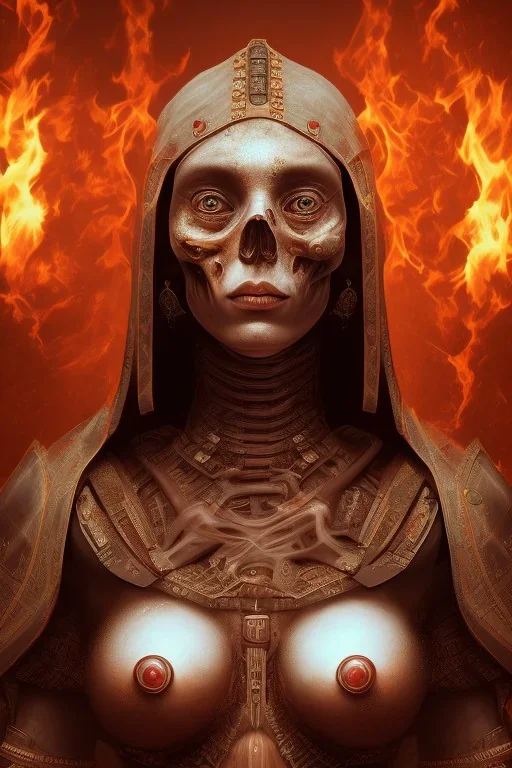 A portrait of ancient Mummy sofia bruttela, Fire theme art, ignore NSFW, apocalypse,