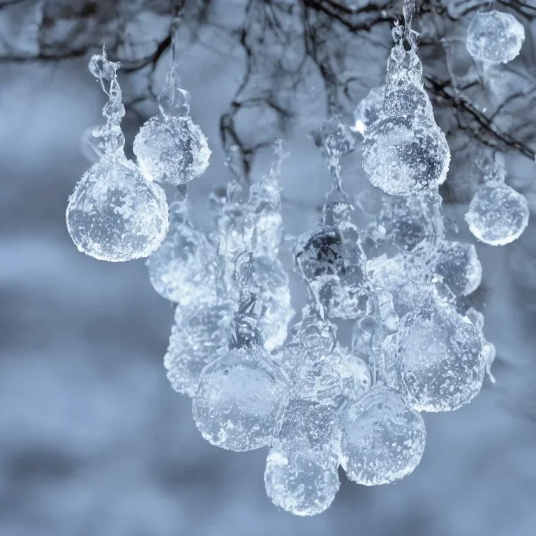 ice, crystals, winter, bells