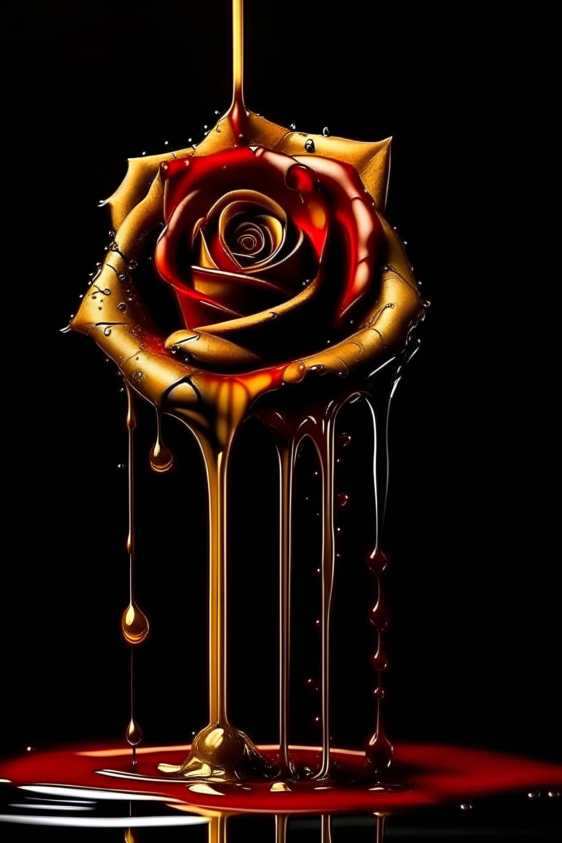 golden rose dripping blood