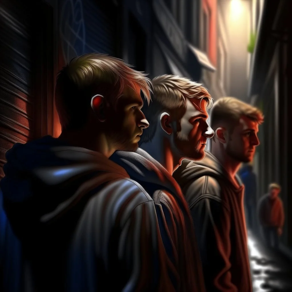 back street boys, 4 k, down-light, soft light, depth of field, photo realism, trending on art station, high detail, spray paint