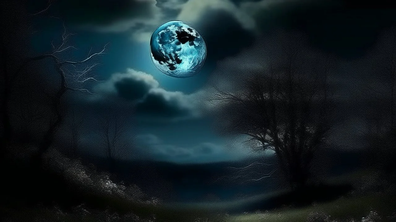 Capture the beauty of a moonlit scene. Show the mystery of the night