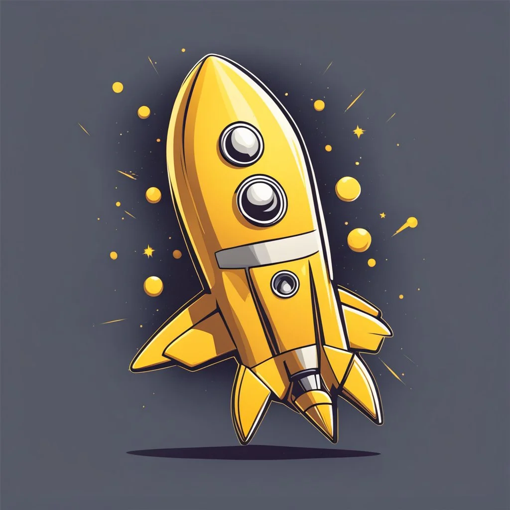 yellow rocket cartoon stylized