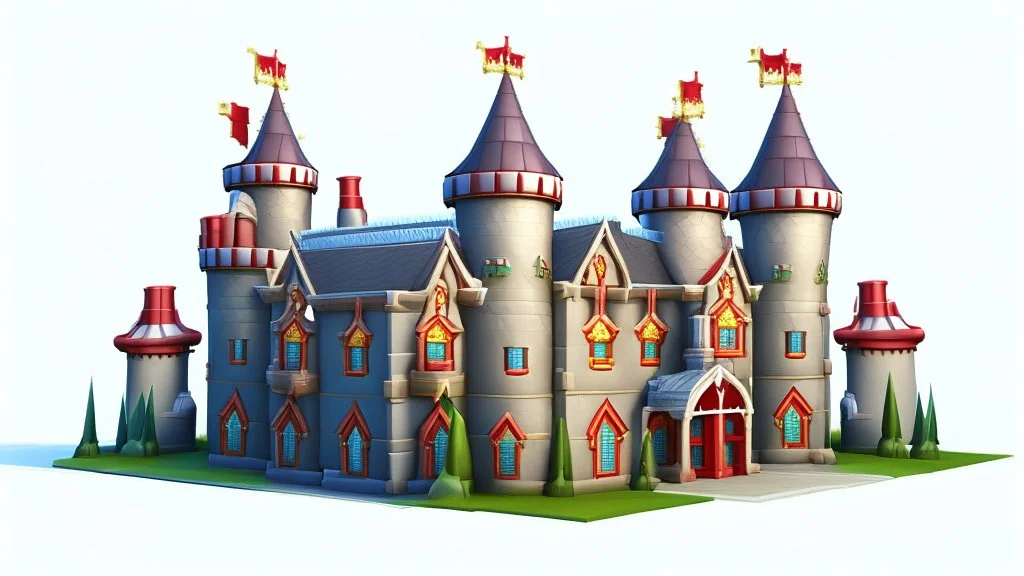 Factory building for party decoration. festive building, castle like, realistic