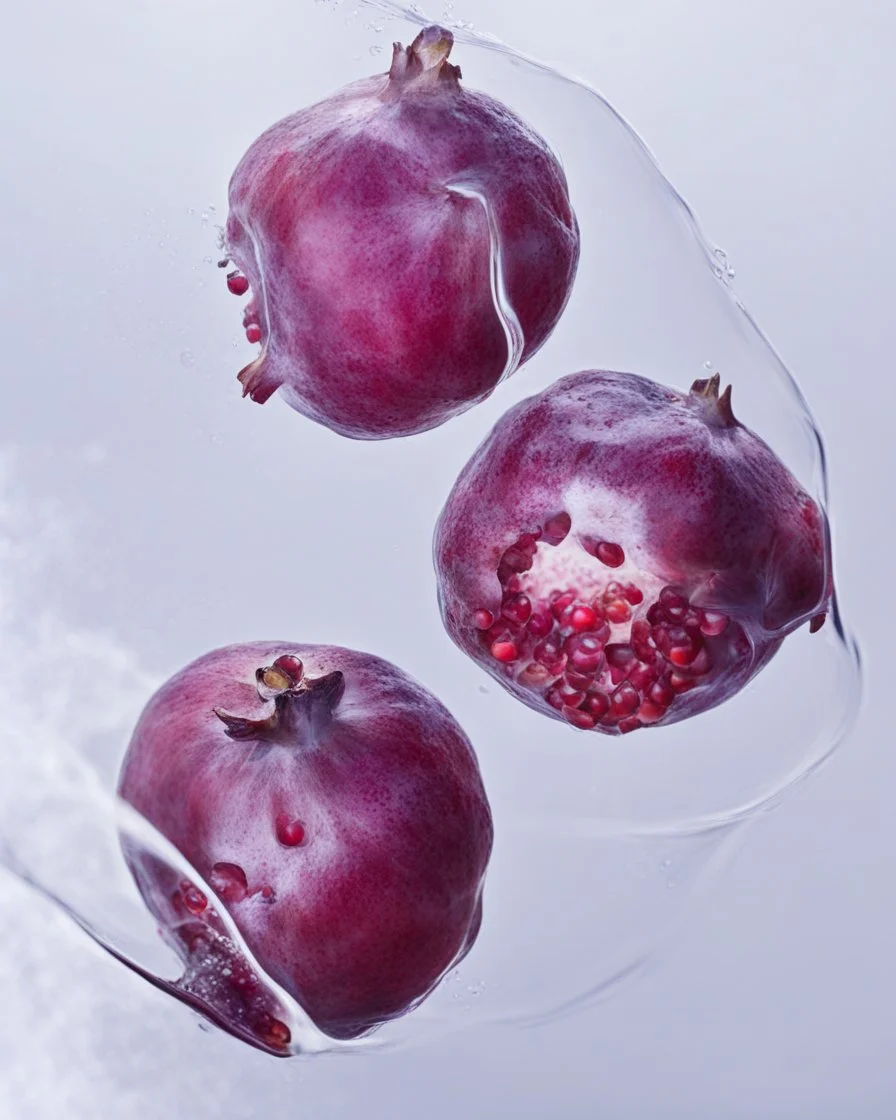 pomegranate fruit refraction under water