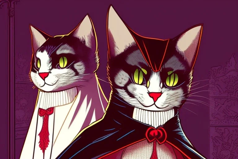 Vampire cat with cape. Graphic novel Isabel Kreitz