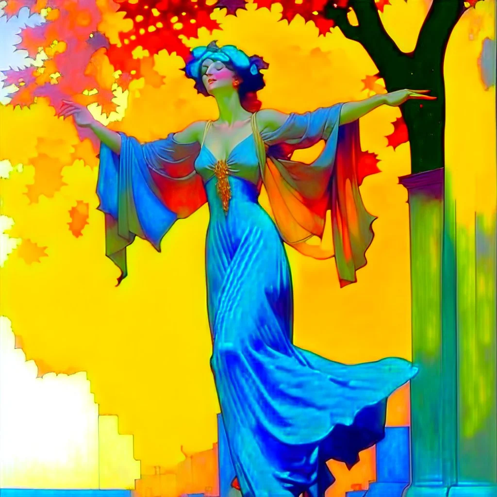 woman dancing in the street Maxfield Parrish