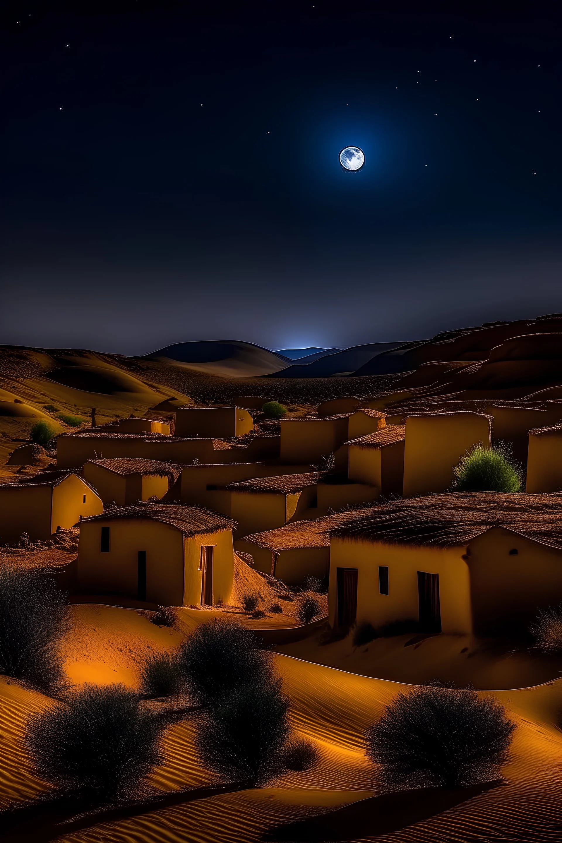 Un village semi-déserté, une lune brillante