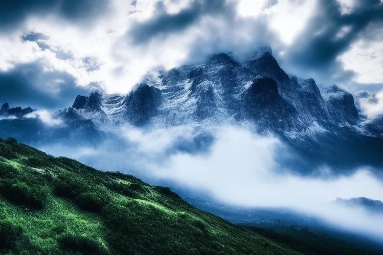 Epic cloud landscape, big epic mountains,waterfall... | @ujeuo7coe0qn