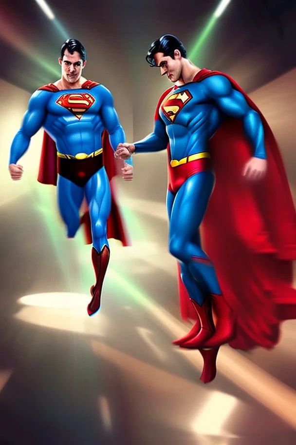 hyper-realistic superman and louis dancing in nightclub