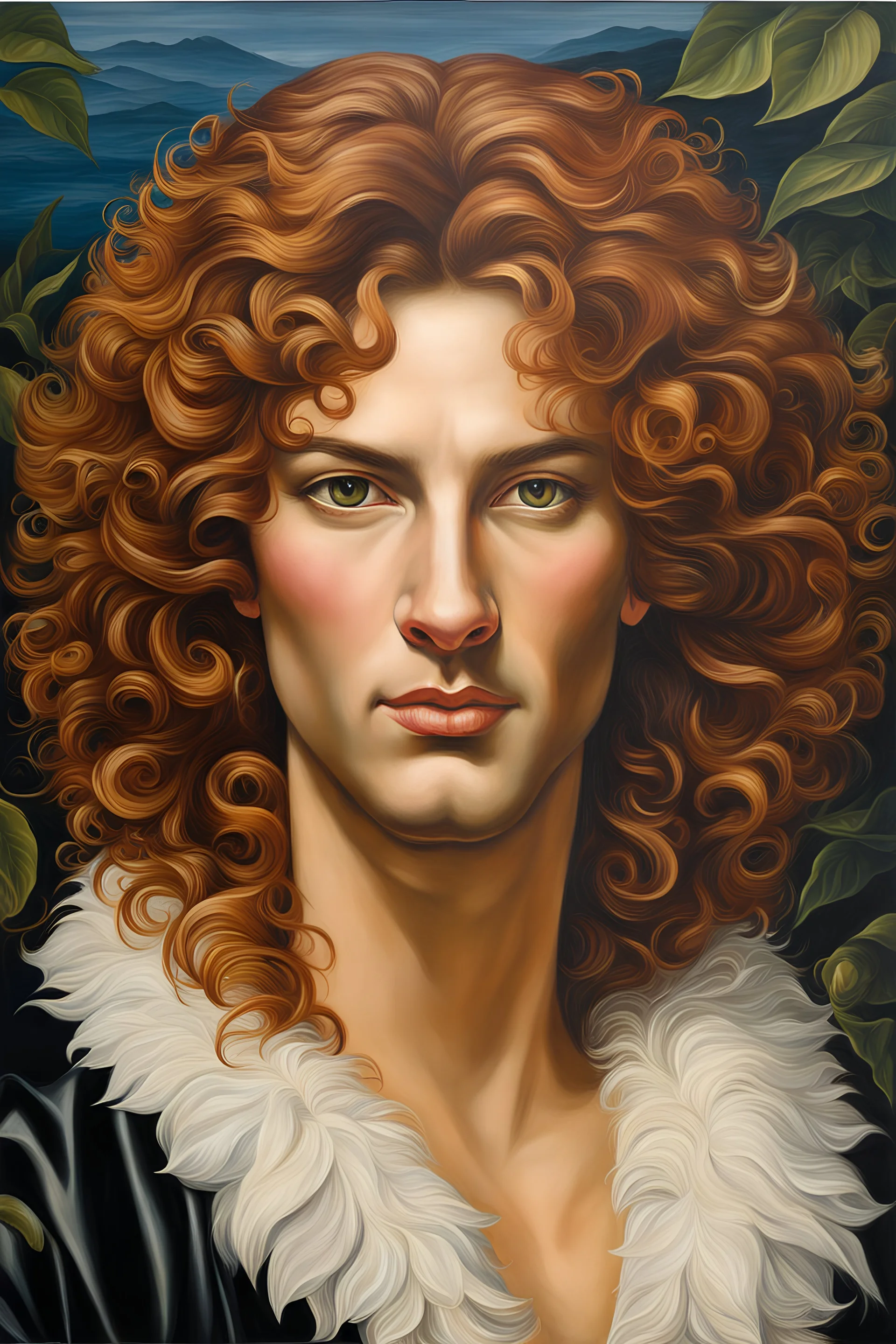 Portret the catman óleo sobre lienzo estilo Sandro Boticelli calidad ultra hiperdetallado