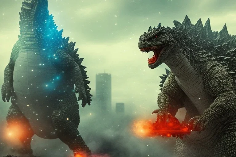 Godzilla is destroying an office