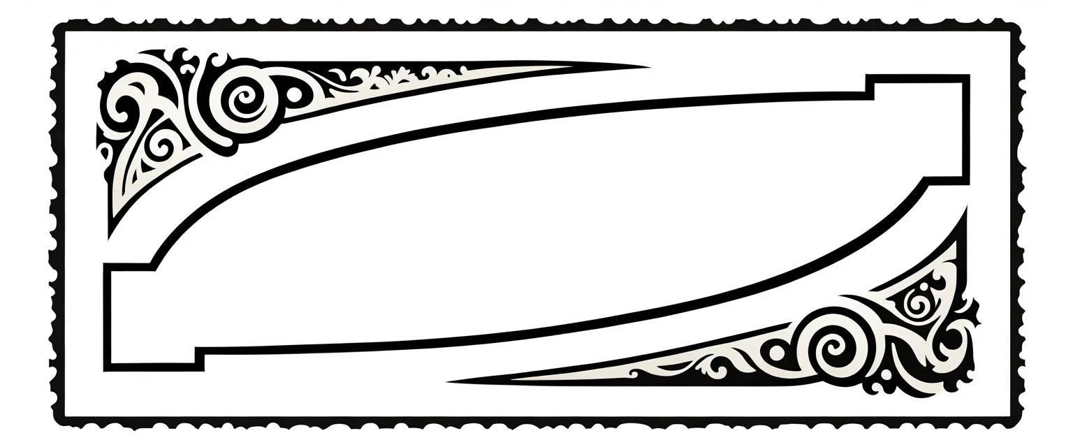 decorative corner elements(top left and bottom right) inspired by steam locomotive railroad and engraved stamps. antique printing