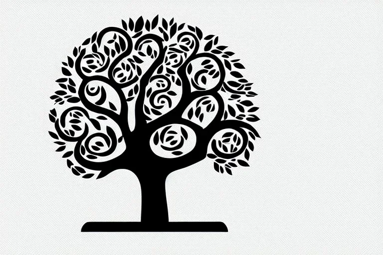 Vector tree illustration white background die cut