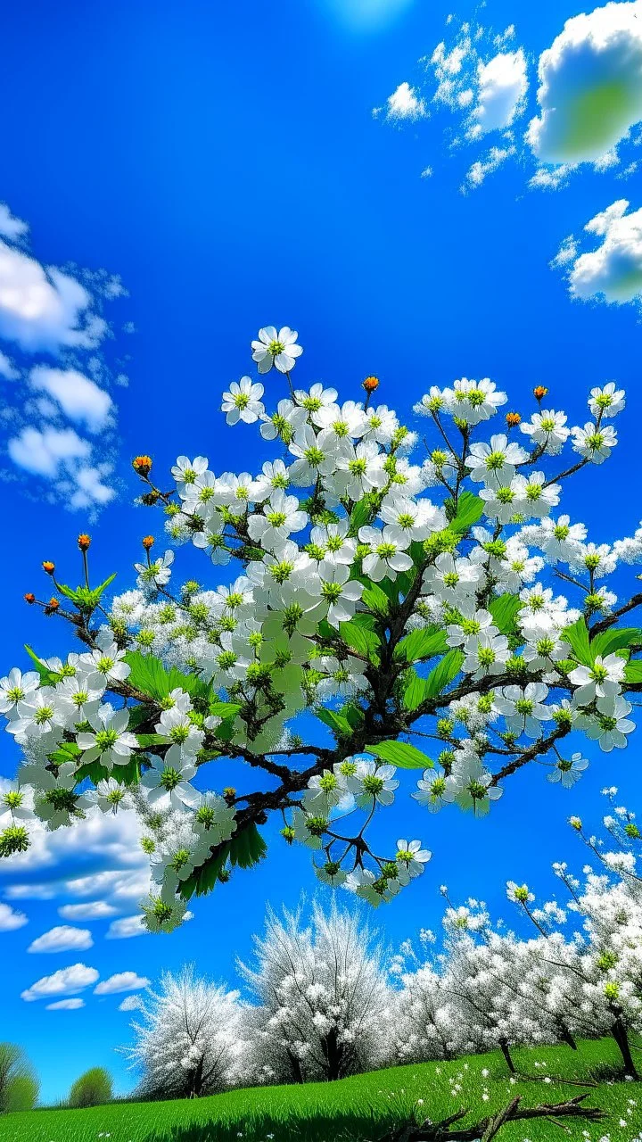 Cherty blossom against a beautiful blue sky