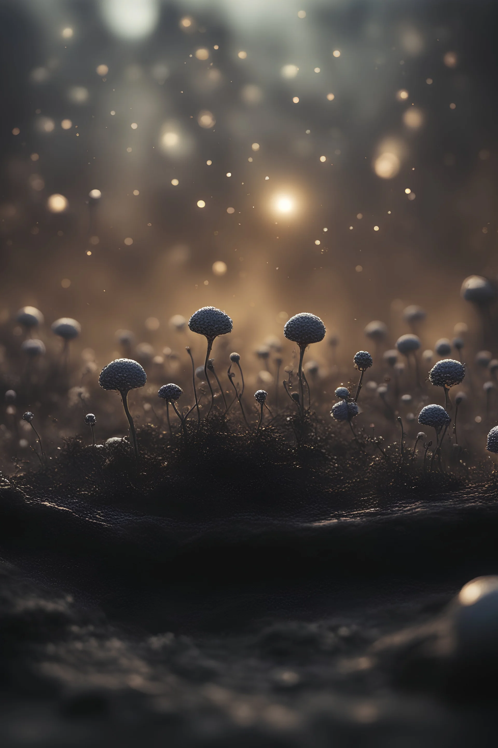 wide alien landscape in the background, flickering lights, 35mm film, hyperrealistic photography, inkblot, dew on a neuronal light, award winning art, diffusion, macro_shot, gimicalmas, tiny details in the foreground, natural lighting, amazing composition, subsurface scattering, amazing textures, soft light, bokeh, vivid, vibrant , highly textured, poster, fine art --s 200 --ar 9:16 --chaos 15 --v 5.2 --style raw