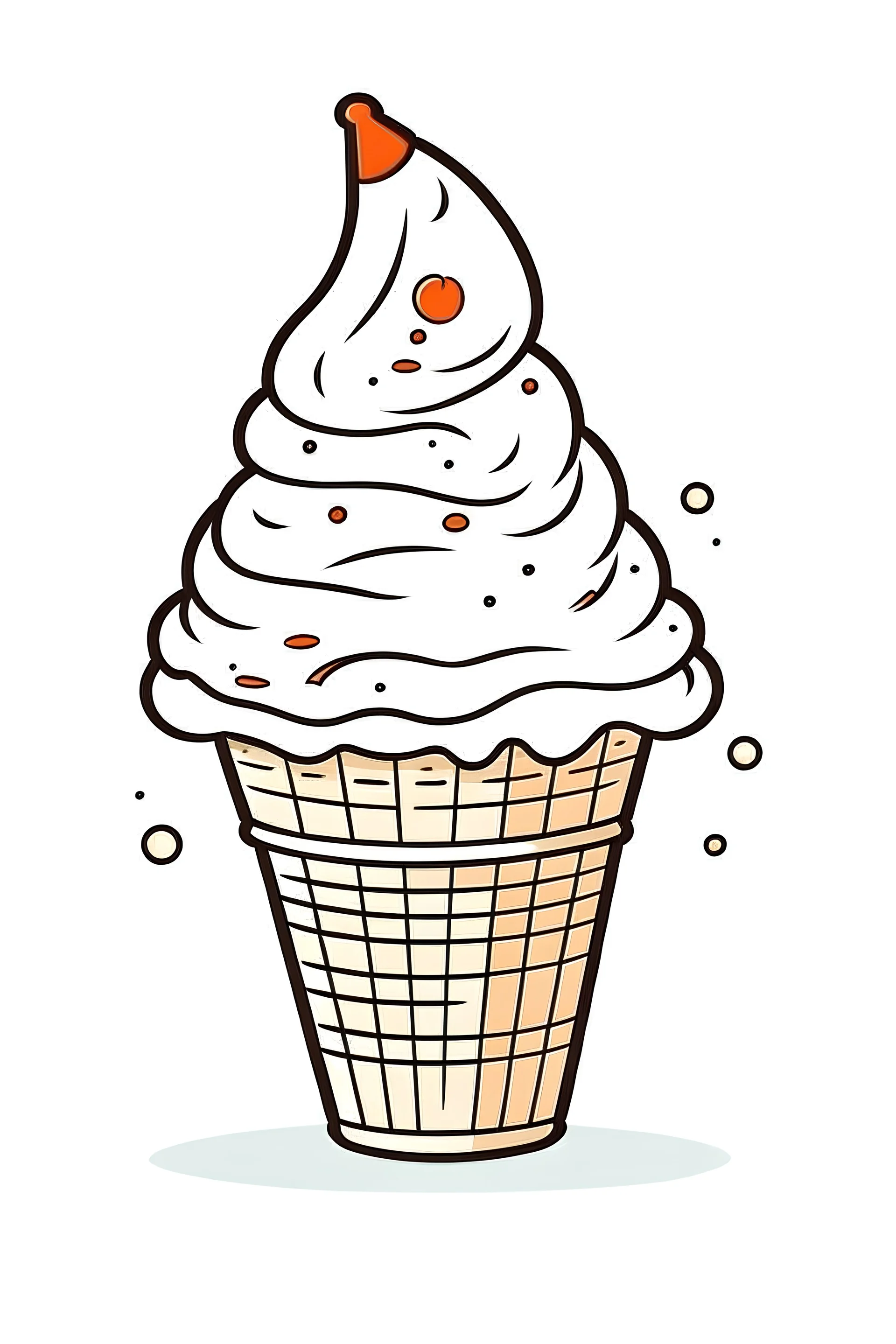 Draw a simple Ice cream, White background, Clean line art, No shadows and clear and well outlined. no shadows any body