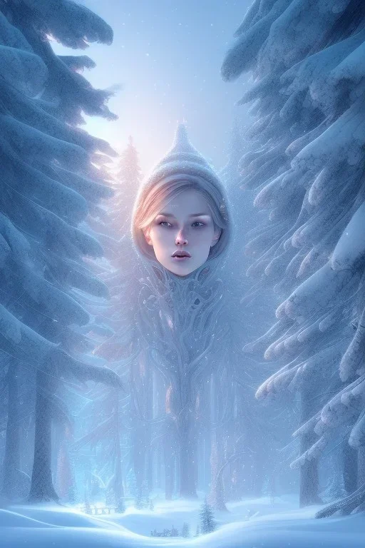 Wintertime Wonderland a Beautiful Hyperrealistic Digital Graphic in the Style of Charlie Bowater Julia Fox Monica Lee and Camilla D'Errico