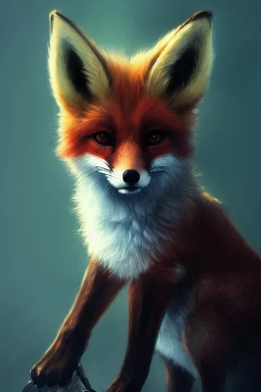 by Cedric Peyravernay, chibi cute adorable fox portrait, backlighting, hyperdetailed meticulous 8k resolution trending on artstation