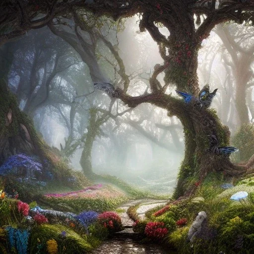 King of the wonderland ultra-realistic, highly detailed, masterpiece, delicate detailed, sharp focus, insanely detailed, fantasy art, intricate detailed, elegant, fog, Special Lighting, Vibrant, color Scheme, forest, unreal engine 5, trending on artstation