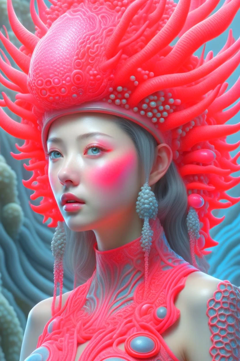 Coral alien , 3d 4k octane render, lifelike, photorealistic, artstation, illustration, smooth, sharp focus, ornate, intricate, complex, highly detailed, digital painting, smooth, art by tom bagshaw, akihiko yosh