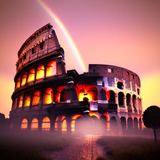 The Colosseum, İtalya, sunset, rainbow sunset