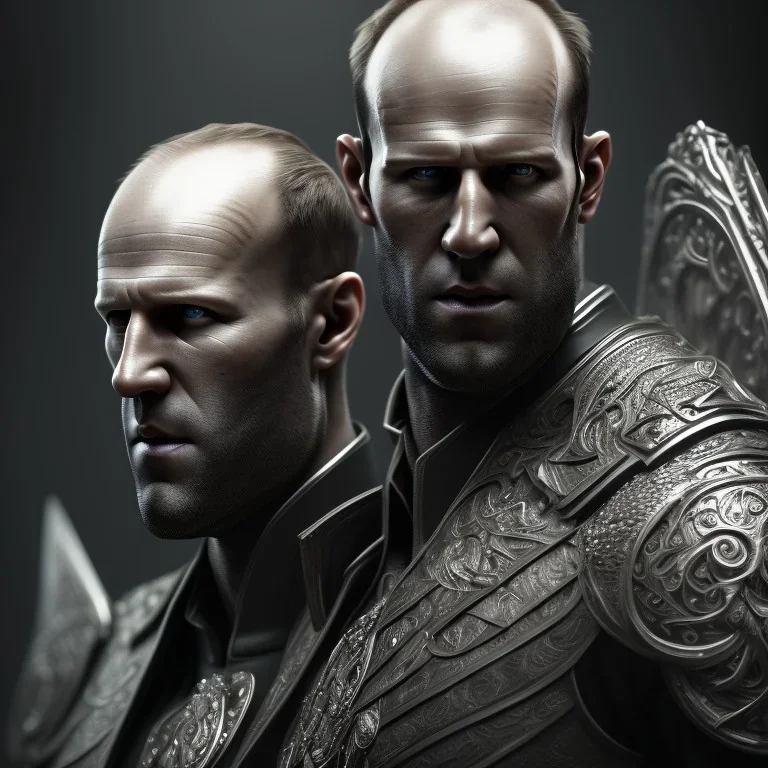 Jason Statham, long black hair, elemental face, Unreal Engine 5, highly detailed, highest quality, digital painting, complex 3d render, unreal engine render, insane detail, intricate photograph quality, magnificent, majestic, highly intricate, Realistic photography, grand hall, wicked throne, holding scepter, crown of barbwire, dark color palette, metallic, highly detailed, highest quality, digital painting