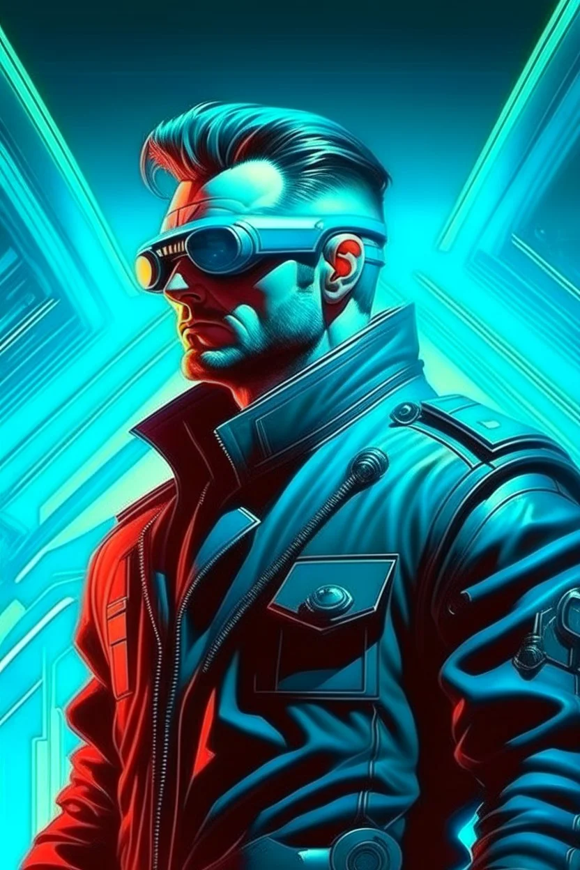 poster cyberpunk retro futuristic rebel man