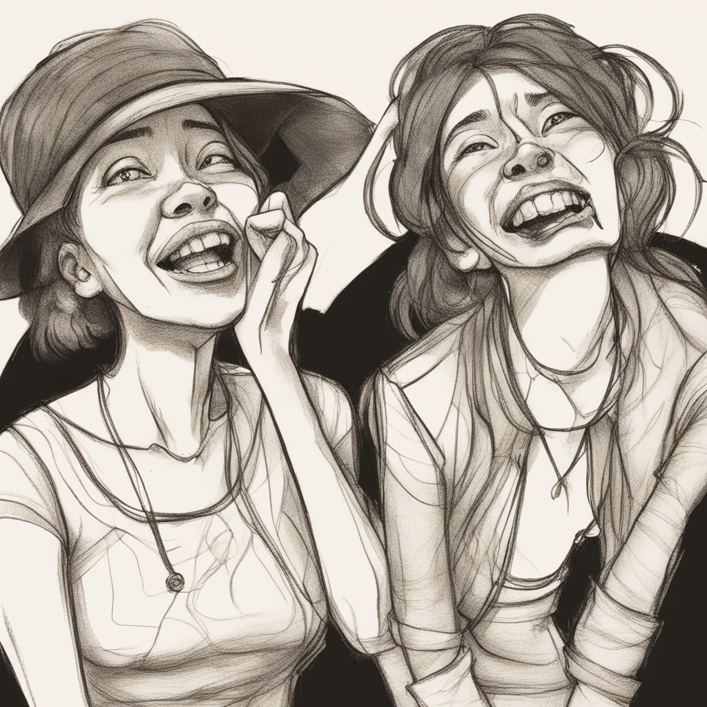 a drawing of two women's sketched on paper, in the style of quirky expressions, rusticcore, chiaroscuro sketches, yosuke ueno, rough clusters, close up, comical caricatures