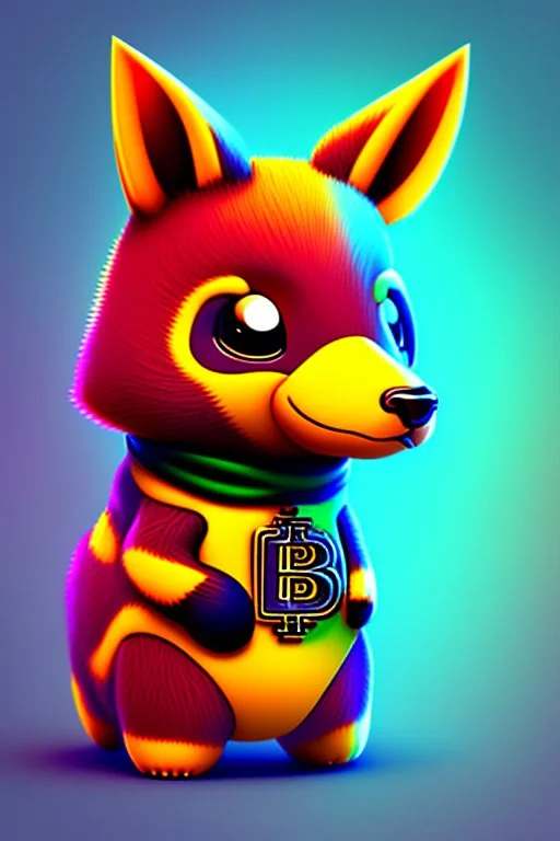 Close-up Portrait of a cool animation crypto animal character, cute, witty, striking and one of a kind, 2d