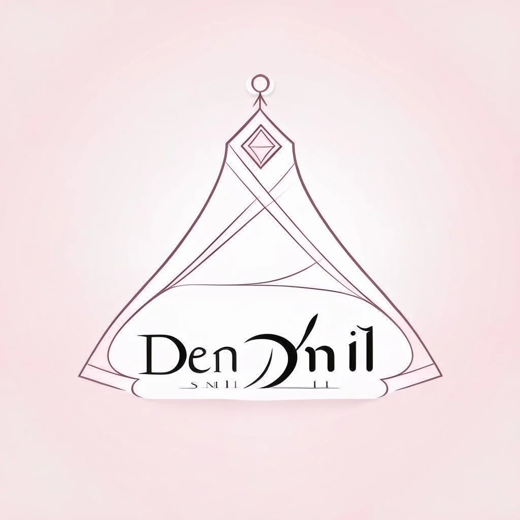 Create a logo with the name Deniz Boutique, inspired by diamond dresses, with the symbol of the dress, baby pink