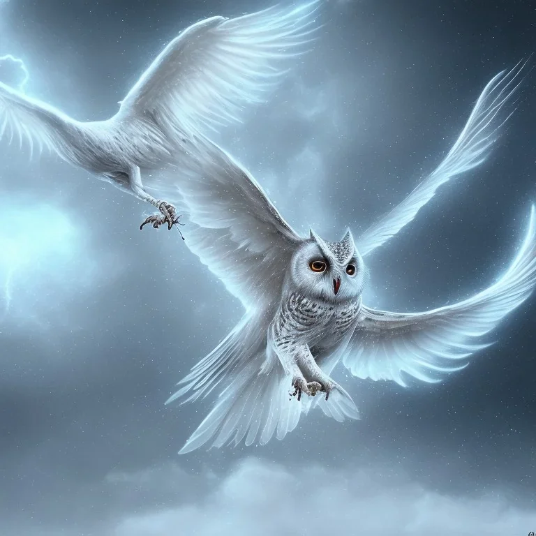 snow winged OWL lightning