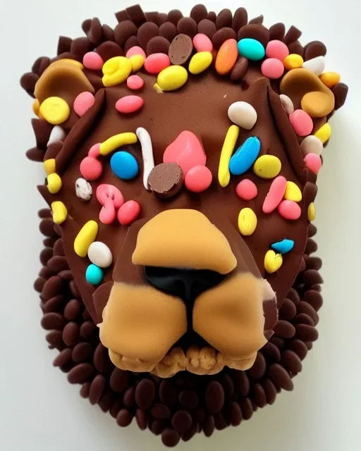 Lion simba model made of chocolate cake with smarties