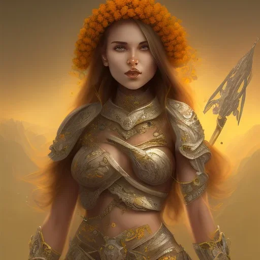 fantasy marigold flower warrior girl