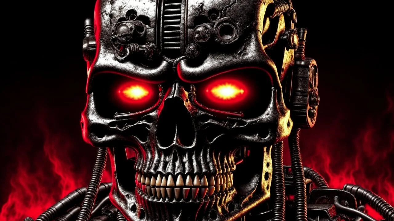 4k full detail, realistic, Logo émission radio hardrock firestarter terminator Black sabbath