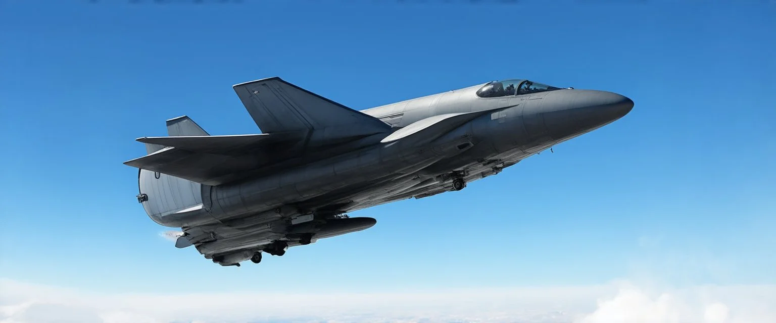 A JET FIGHTER DIRIGIBLE, SLEEK, FUTURISTIC, FAST, UPPER ATMOSPHERE