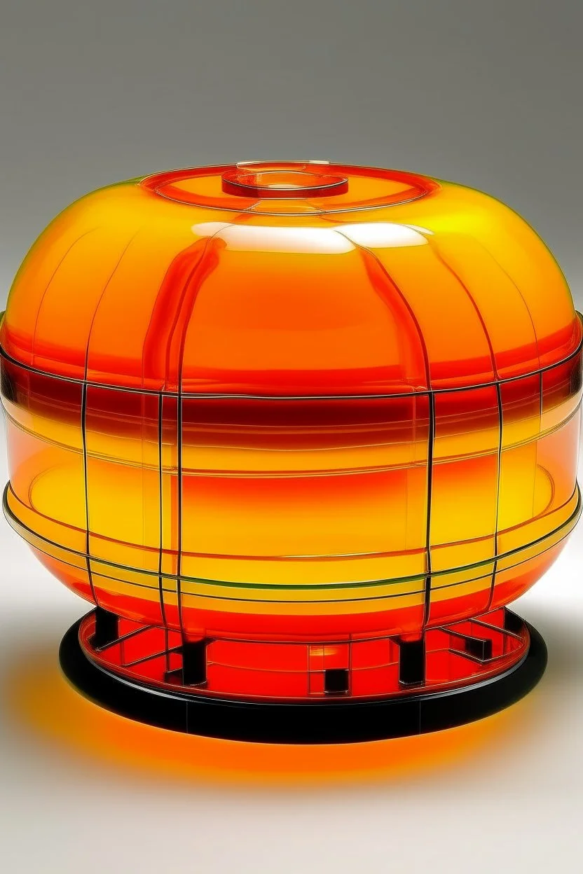 An orange colored electrical UFO made out of jelly painted by Piet Mondrian