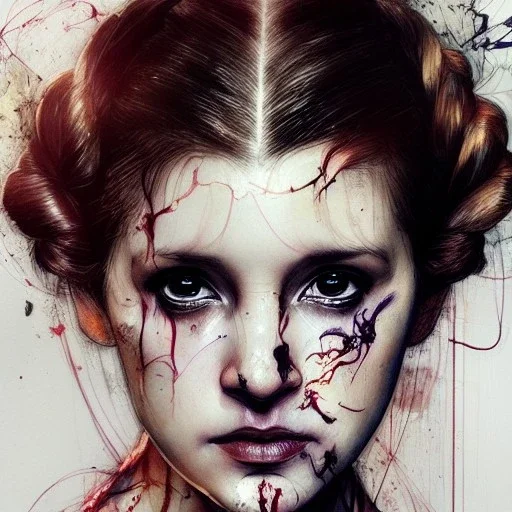 photorealistic princess leia ,braided hair, illustration on coarse canvas by <agnes cecile> and <Yoji Shinkawa>, ornate and intricate details , soft smooth lighting, ultra detailed concept art,