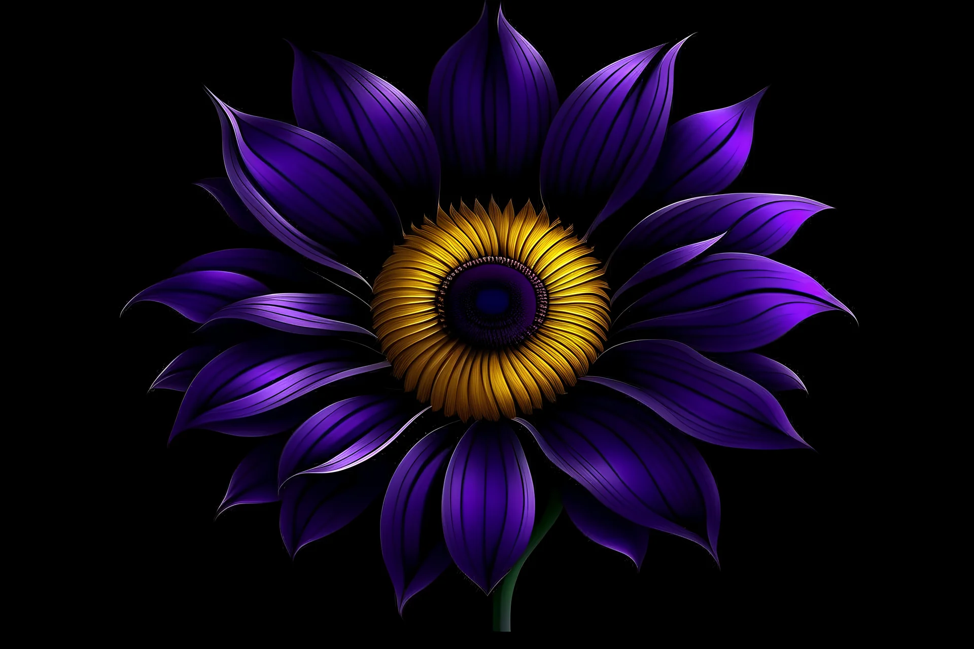 create purple sunflower and black backround