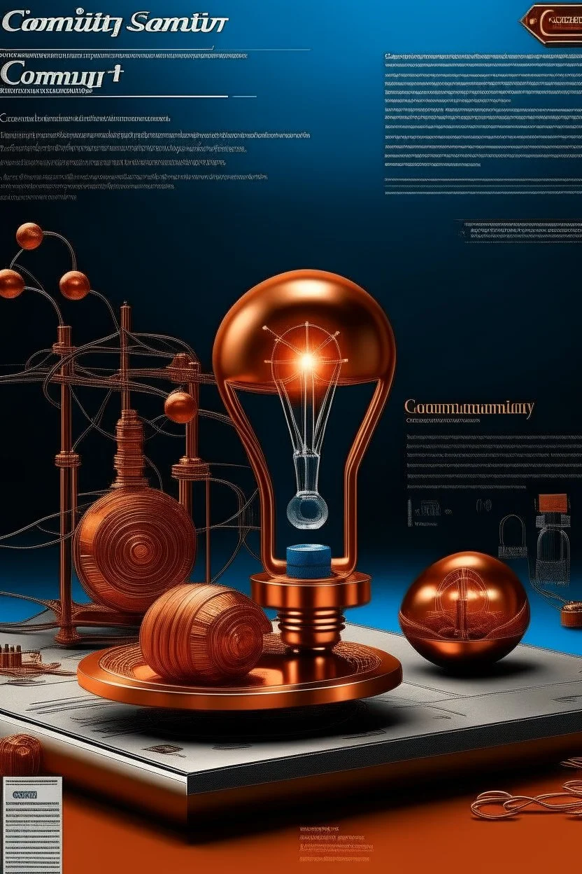 Produce a image in the field of electricity and electronics for the cover of a magazine in a completely innovative way and inspired by the copper industry.