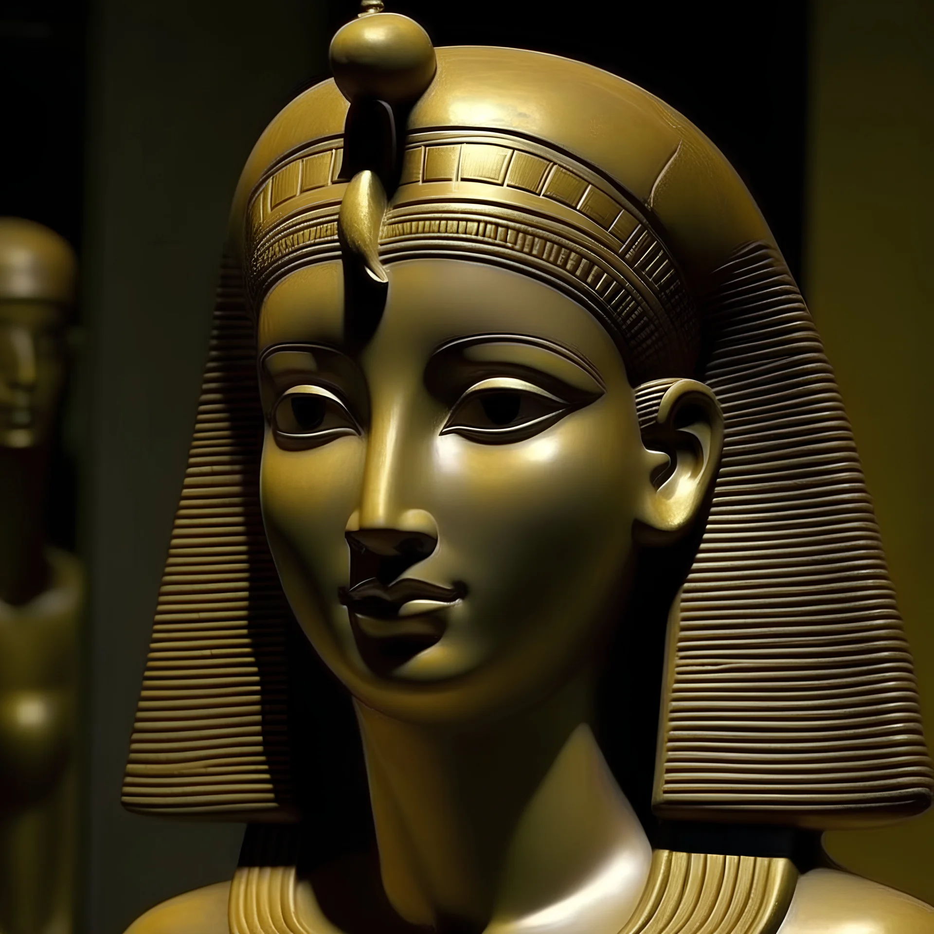 Physically, Cleopatra is often depicted as a woman of great allure and charm. She is typically portrayed with delicate features, almond-shaped eyes, a straight nose, and full lips. Her complexion is often depicted as fair, with a hint of olive tone to reflect her Egyptian heritage. Cleopatra's hair is usually depicted as dark, either black or a deep brown, and styled in intricate braids or adorned with jewels and accessories.