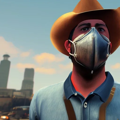 cowboy hat,gta 5,tech inspired, mask,