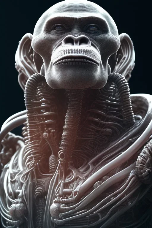 running ape, full body, 8k, site, finely detailed, photo realistic, HR Giger style