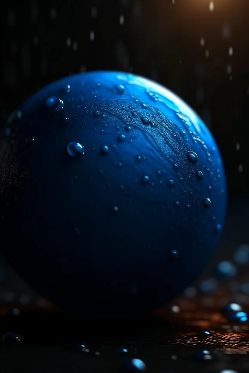 blue ball as a soul, rain, dark, apart