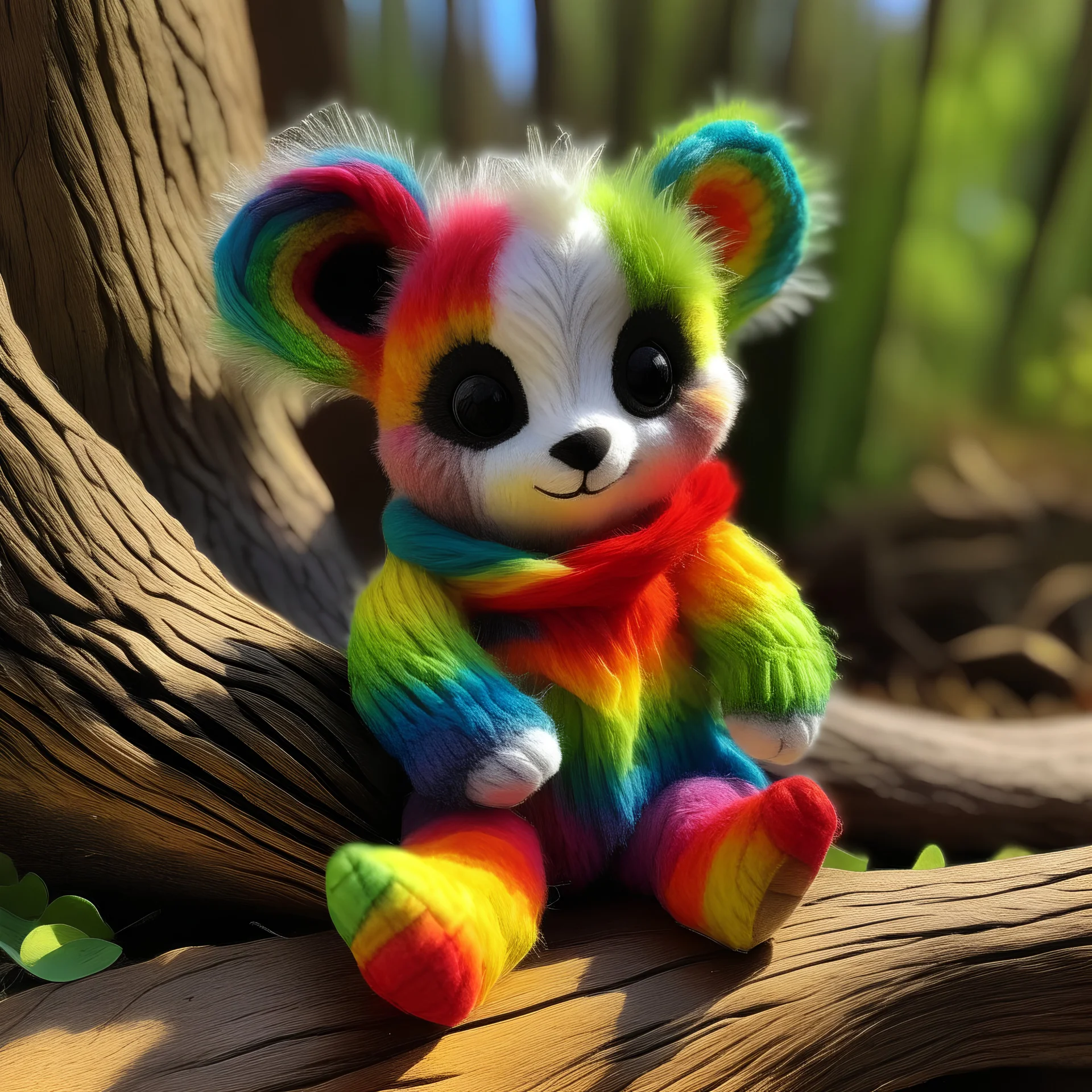 magic bush baby rainbow furry cute cuddly and adorable very friendly and has a rainbow knitted scarf warmed up near the fire place and cuddling up in his bed he is a real bush baby he like to be lazy #moodyalilsleepy