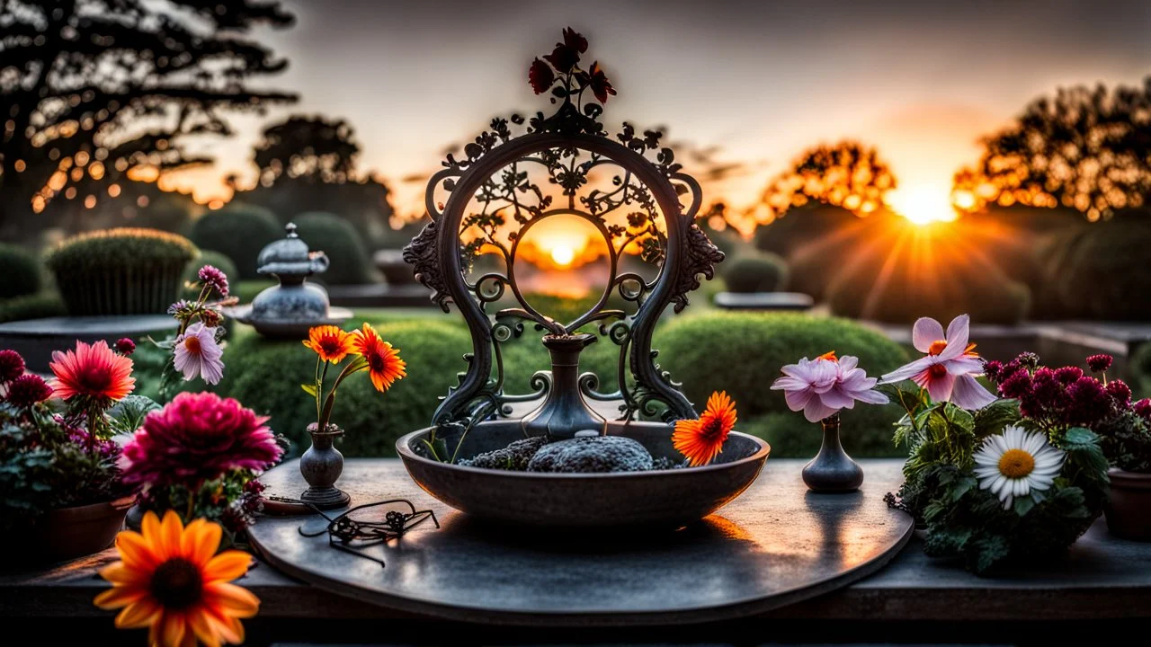 sunrise in the garden of the moment , vanitas style